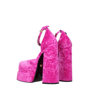 Versace Rosa Samt-Plateausandalen