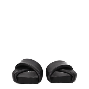 Jil Sander Schwarze Leder-Slipper