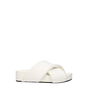 Jil Sander Weiße Leder-Pantoffeln