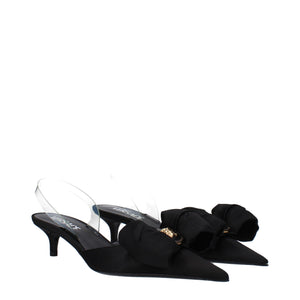 Versace Schwarze Satin-Flachsandalen
