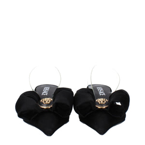 Versace Schwarze Satin-Flachsandalen