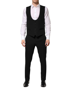 Dolce & Gabbana Schwarzer einreihiger Anzug aus Wolle (3 Teile)
