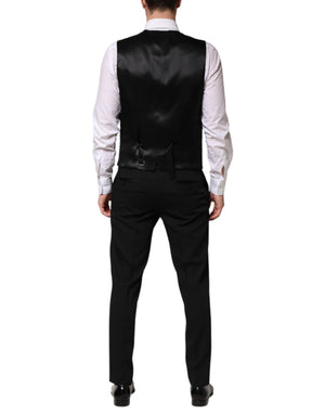 Dolce & Gabbana Schwarzer einreihiger Anzug aus Wolle (3 Teile)