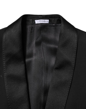 Dolce & Gabbana Schwarzer einreihiger Anzug aus Wolle (3 Teile)