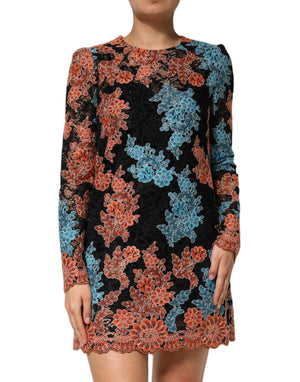 Dolce & Gabbana Multicolor Floral besticktes Shift-Minikleid
