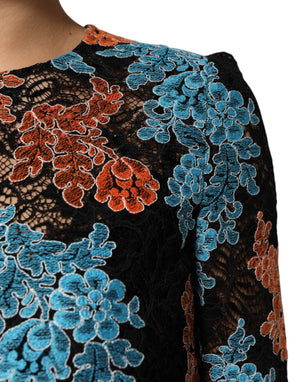 Dolce & Gabbana Multicolor Floral besticktes Shift-Minikleid