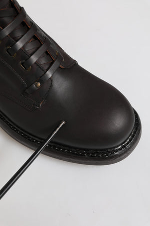 Dolce & Gabbana Dunkelbraune Leder-Schnürstiefel mit mittlerer Wade