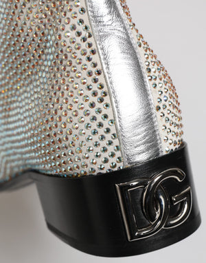 Dolce & Gabbana Weiße Strass DG Logo Heels Stiefeletten Schuhe