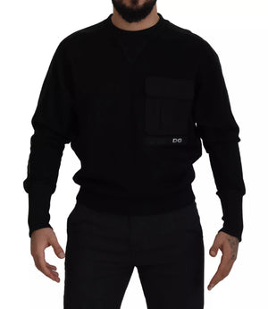 Dolce & Gabbana Schwarzes Baumwoll-Sweatshirt mit Rundhalsausschnitt Pullover
