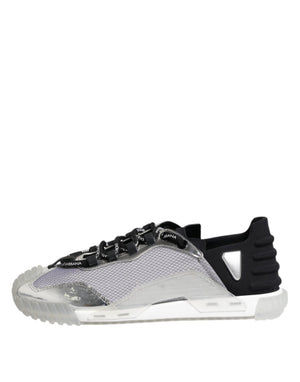Dolce & Gabbana Silber Schwarz Nylon NS1 Low Top Männer Turnschuhe Schuhe