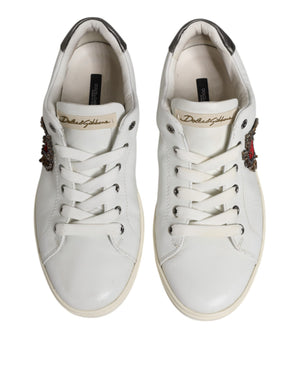 Dolce & Gabbana Weiß Silber Sacred Heart Männer Turnschuhe Schuhe