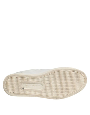 Dolce & Gabbana Weiß Silber Sacred Heart Männer Turnschuhe Schuhe
