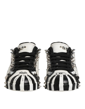 Dolce & Gabbana Schwarze und weiße Low-Top-Sneaker mit Nieten