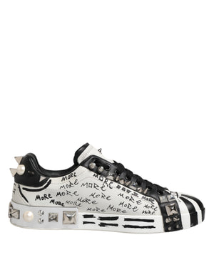 Dolce & Gabbana Schwarze und weiße Low-Top-Sneaker mit Nieten
