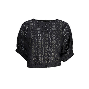 Desigual "Schwarze Polyester-Damenbluse mit kontrastierendem Gummibund"