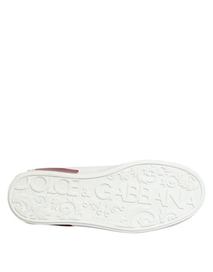Dolce & Gabbana Weiß Rot Leder Lace Up Turnschuhe Schuhe