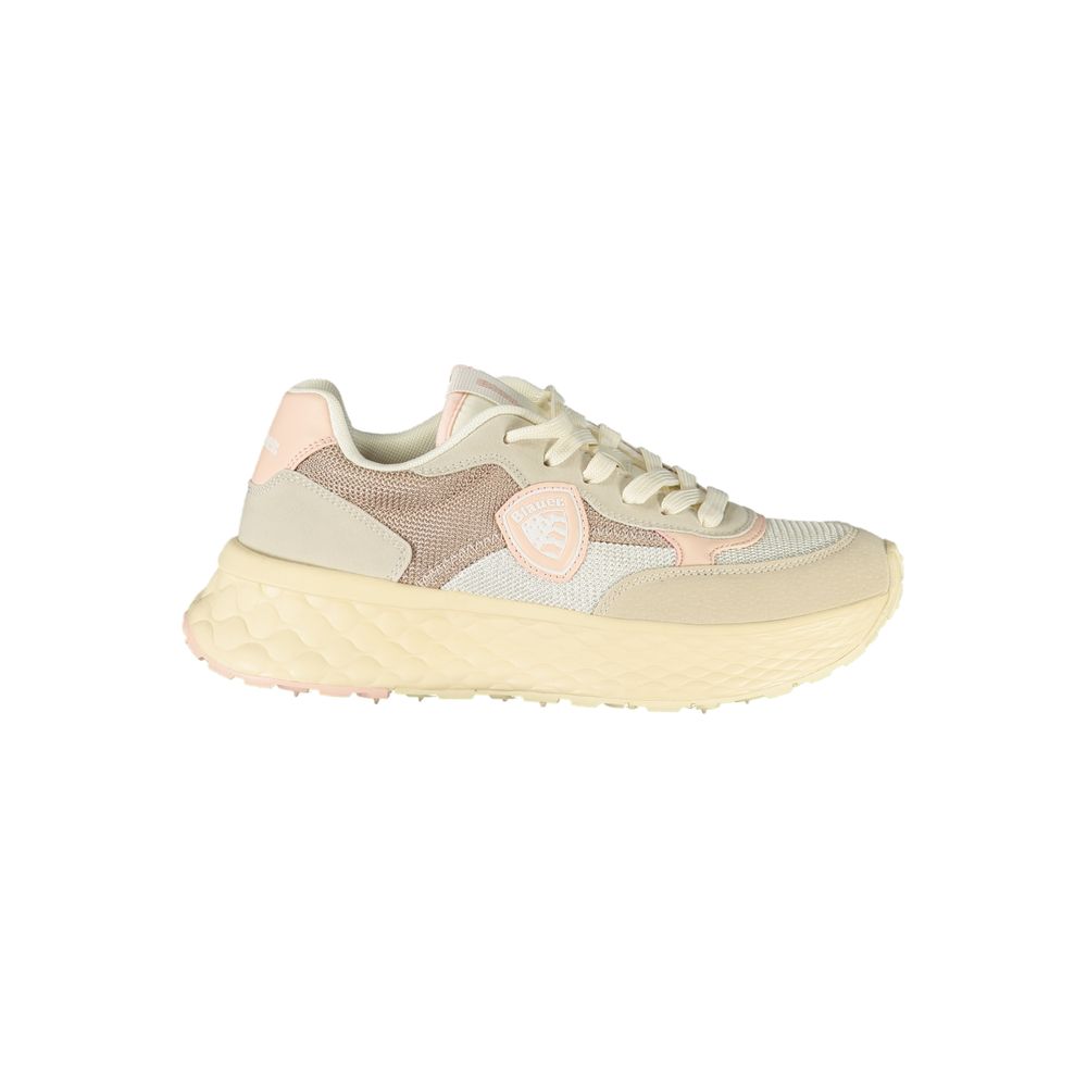Blauer Damen Sneaker aus Beige Polyurethan