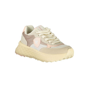 Blauer Damen Sneaker aus Beige Polyurethan