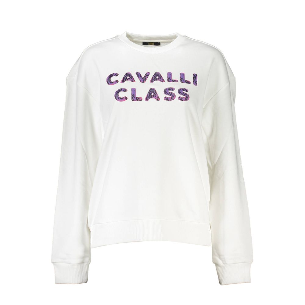Cavalli Class Bianco Baumwoll-Sweatshirt für Damen