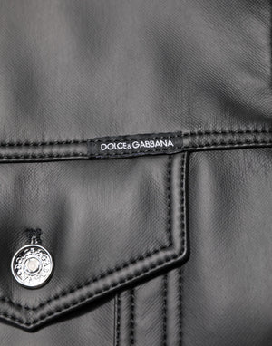 Dolce & Gabbana Schwarze Bikerjacke aus Polyester mit Knopfverschluss