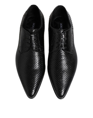 Dolce & Gabbana Schwarze Exotische Leder Schnürschuhe Derby