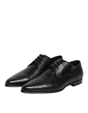 Dolce & Gabbana Schwarze Exotische Leder Schnürschuhe Derby