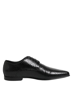 Dolce & Gabbana Schwarze Exotische Leder Schnürschuhe Derby