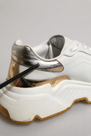 Dolce & Gabbana Weiße Daymaster Low-Top Sneaker aus Weißgold