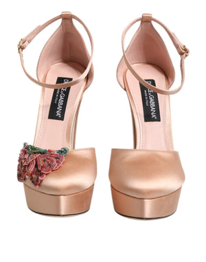 Dolce & Gabbana Rosa Blockabsatz Knöchelriemen Sandalen Schuhe