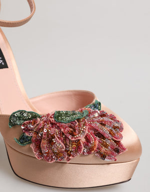 Dolce & Gabbana Rosa Blockabsatz Knöchelriemen Sandalen Schuhe