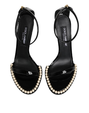 Dolce & Gabbana Schwarz KEIRA Perlenverzierte Sandalen Schuhe