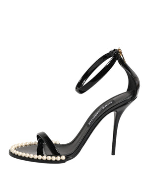 Dolce & Gabbana Schwarz KEIRA Perlenverzierte Sandalen Schuhe