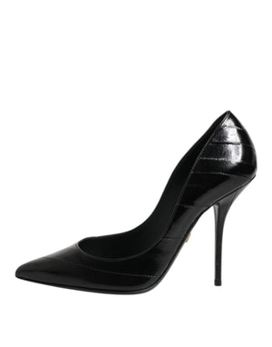 Dolce & Gabbana Schwarze Leder-Stiletto-Pumps mit hohem Absatz