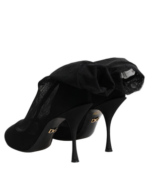 Dolce & Gabbana Schwarz Seide Stretch Mesh Socke Stiefel Schuhe