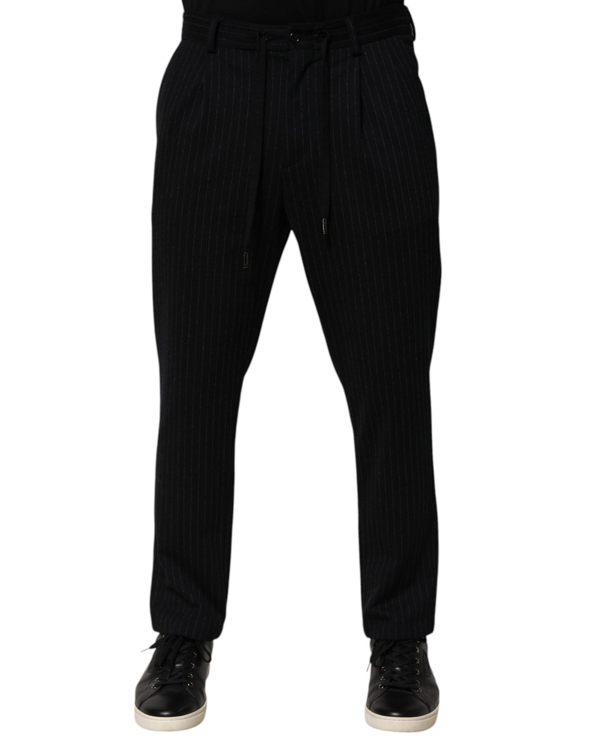 Dolce & Gabbana Schwarz gestreiftes Viskose-Skinny-Kleid Herrenhosen