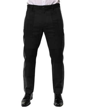 Dolce & Gabbana Schwarz Grau Baumwolle Kleid Formale Hose Hose