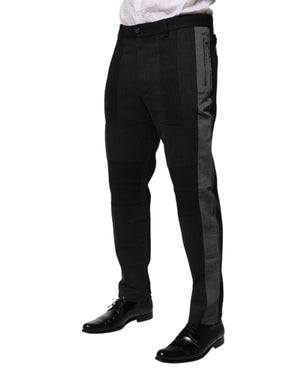 Dolce & Gabbana Schwarz Grau Baumwolle Kleid Formale Hose Hose