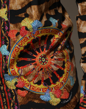 Dolce & Gabbana GOLD Cotton Tiger Carretto Langarmhemd
