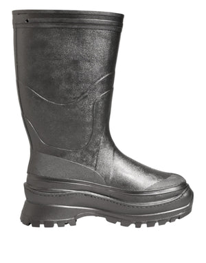 Dolce & Gabbana Schwarz Argento Pull On Regen Stiefel Schuhe