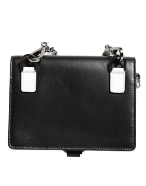 Dolce & Gabbana Schwarzes Leder Crystal verschönert Kartenhalter Brieftasche