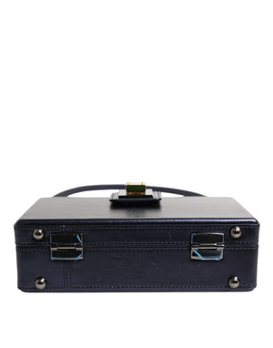 Dolce & Gabbana Blaue DG BOX Lammfell Leder Crossbody Strap Tasche
