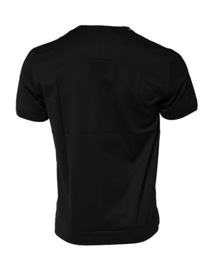 Dolce & Gabbana Schwarzes T-Shirt mit Rundhalsausschnitt und Logodruck aus Baumwolle