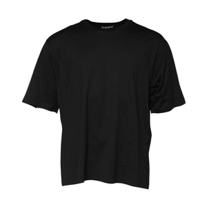 Dolce & Gabbana Schwarzes Baumwoll-T-Shirt mit Rundhalsausschnitt und kurzen Ärmeln