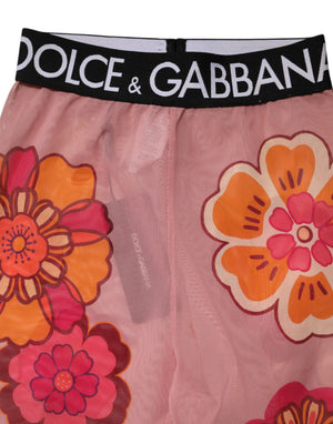 Dolce & Gabbana Rosa Floral Leggings Stretch Taille Hose