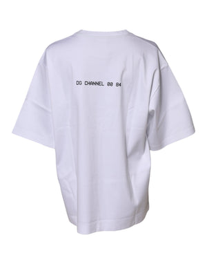 Dolce & Gabbana Weißes T-Shirt mit bedruckten kurzen Ärmeln aus Baumwolle