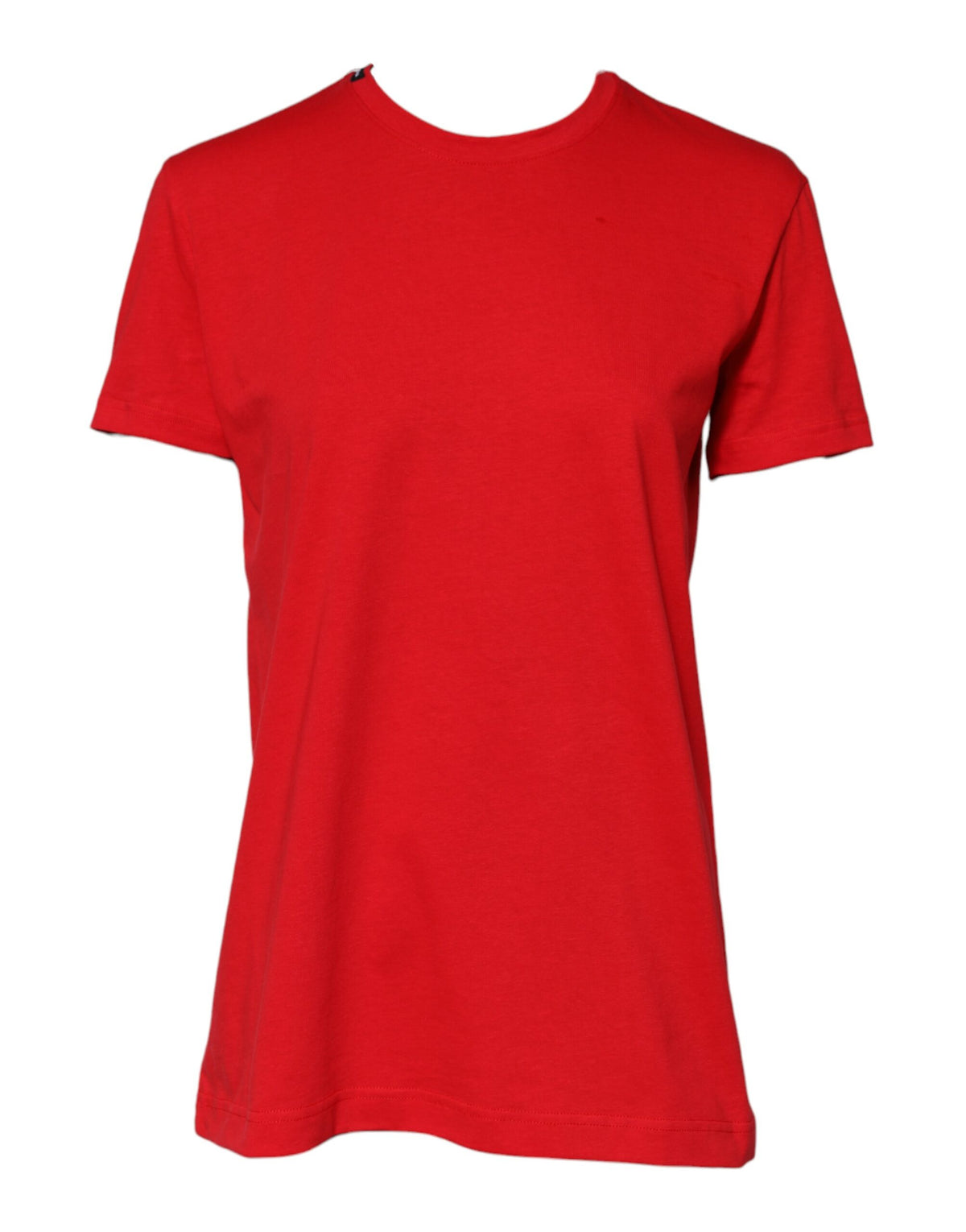 Dolce & Gabbana Rotes Baumwoll-T-Shirt mit kurzen Ärmeln und Rundhalsausschnitt