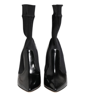 Dolce & Gabbana Schwarz Stretch Stilettos Booties Socken Schuhe