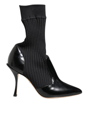 Dolce & Gabbana Schwarz Stretch Stilettos Booties Socken Schuhe