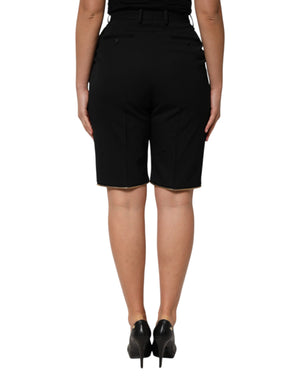 Dolce & Gabbana Schwarze Straight Leg Hose aus Wolle mit Reißverschluss