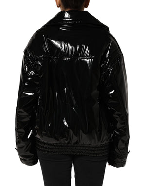 Dolce & Gabbana Polyester Schwarzer gesteppter Puffermantel Jacke